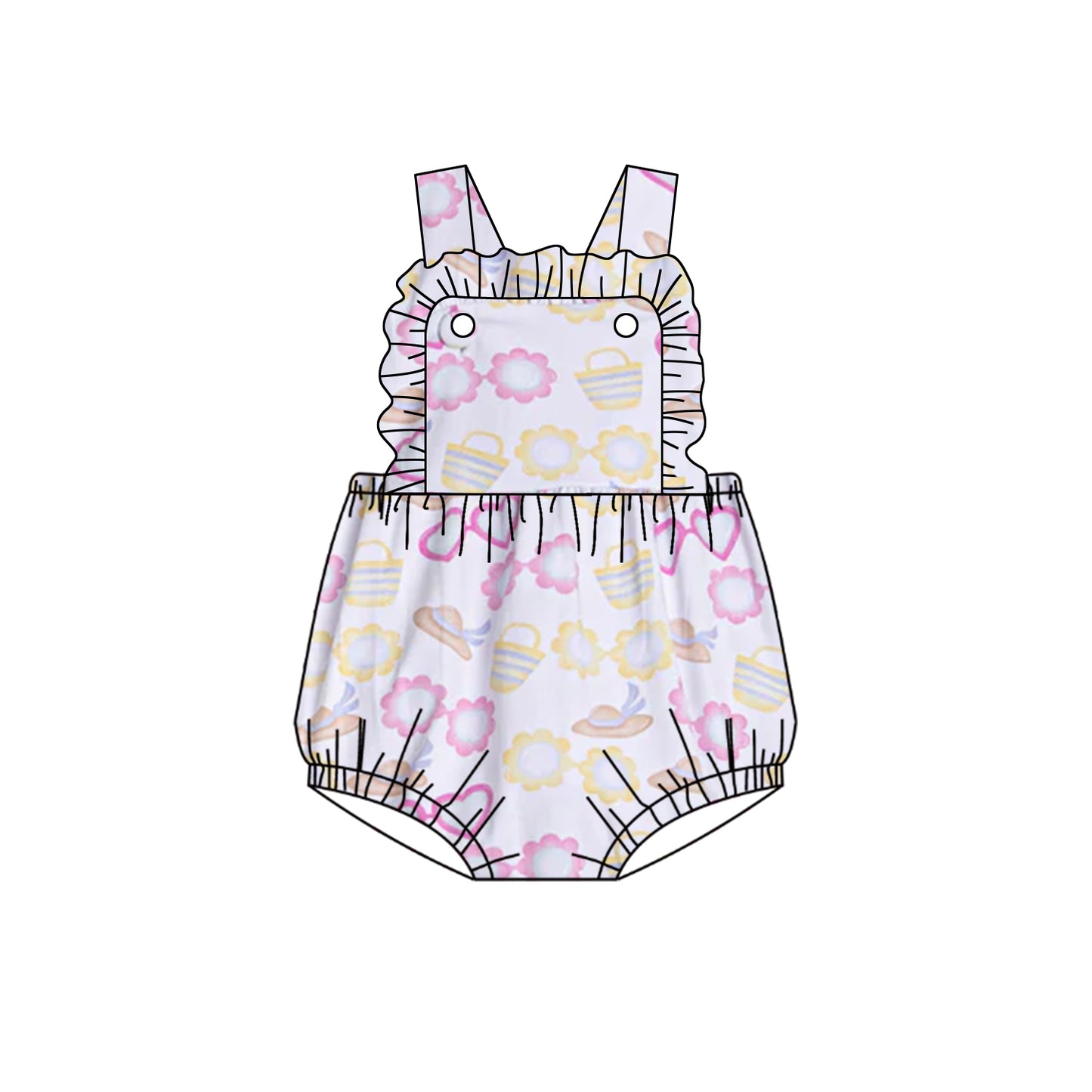 newborn baby girls glass print summer romper