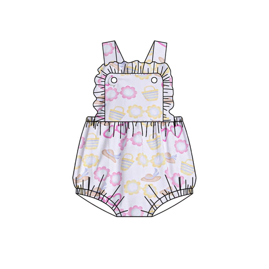 newborn baby girls glass print summer romper