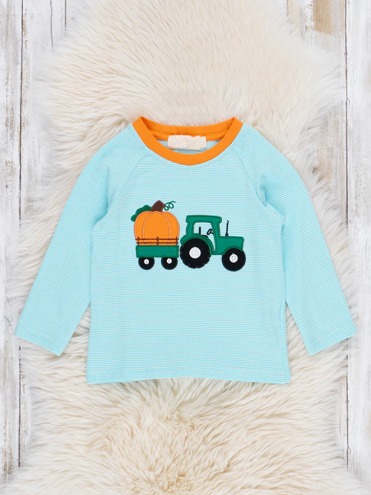 baby boy pumpkin truck long sleeve fall season top