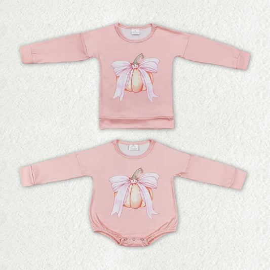 best sister orange pink bow long sleeve pumpkin clothes