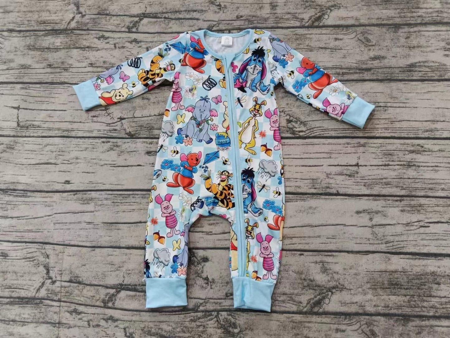 Toddle baby boy long sleeve cartoon bear zip romper