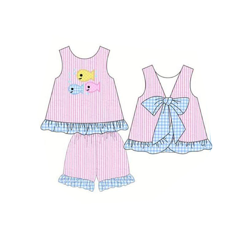 pink stripes sea fish summer beach clothes