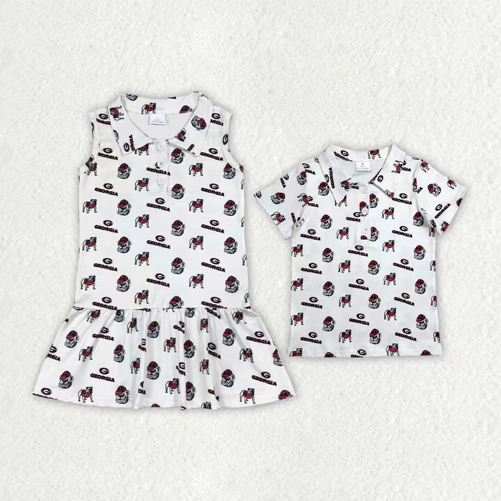 Dog team print girls summer dress