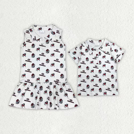 Dog team print girls summer dress