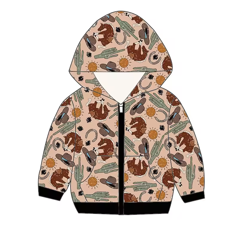 western cowboy long sleeve hoodie jacket coat