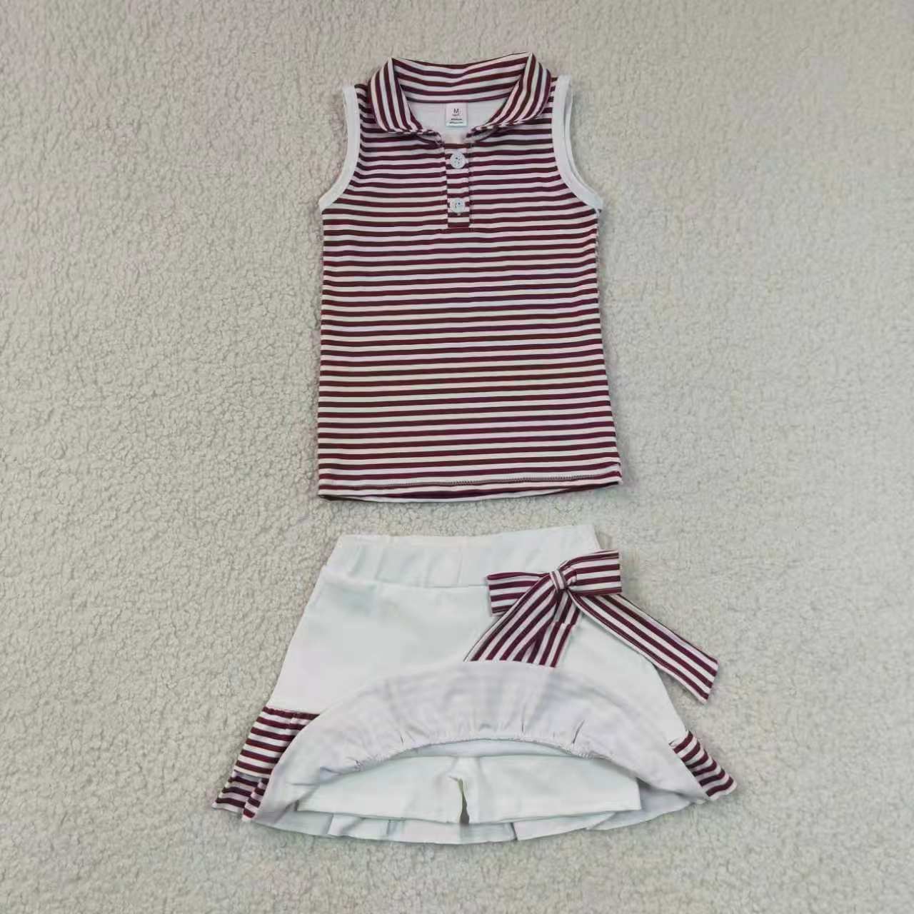 Blue stripes top matching skirt toddle baby girls yoga outfit