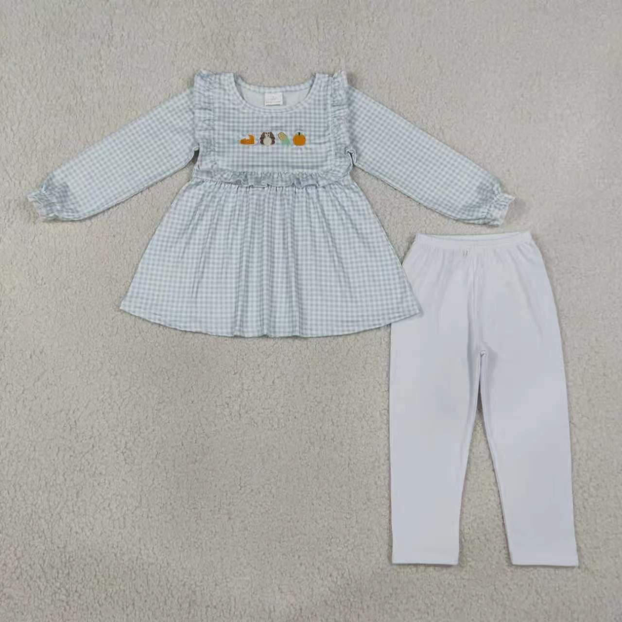 Long sleeve Thanksgiving turkey top matching pants girl wholesale factory price outfit