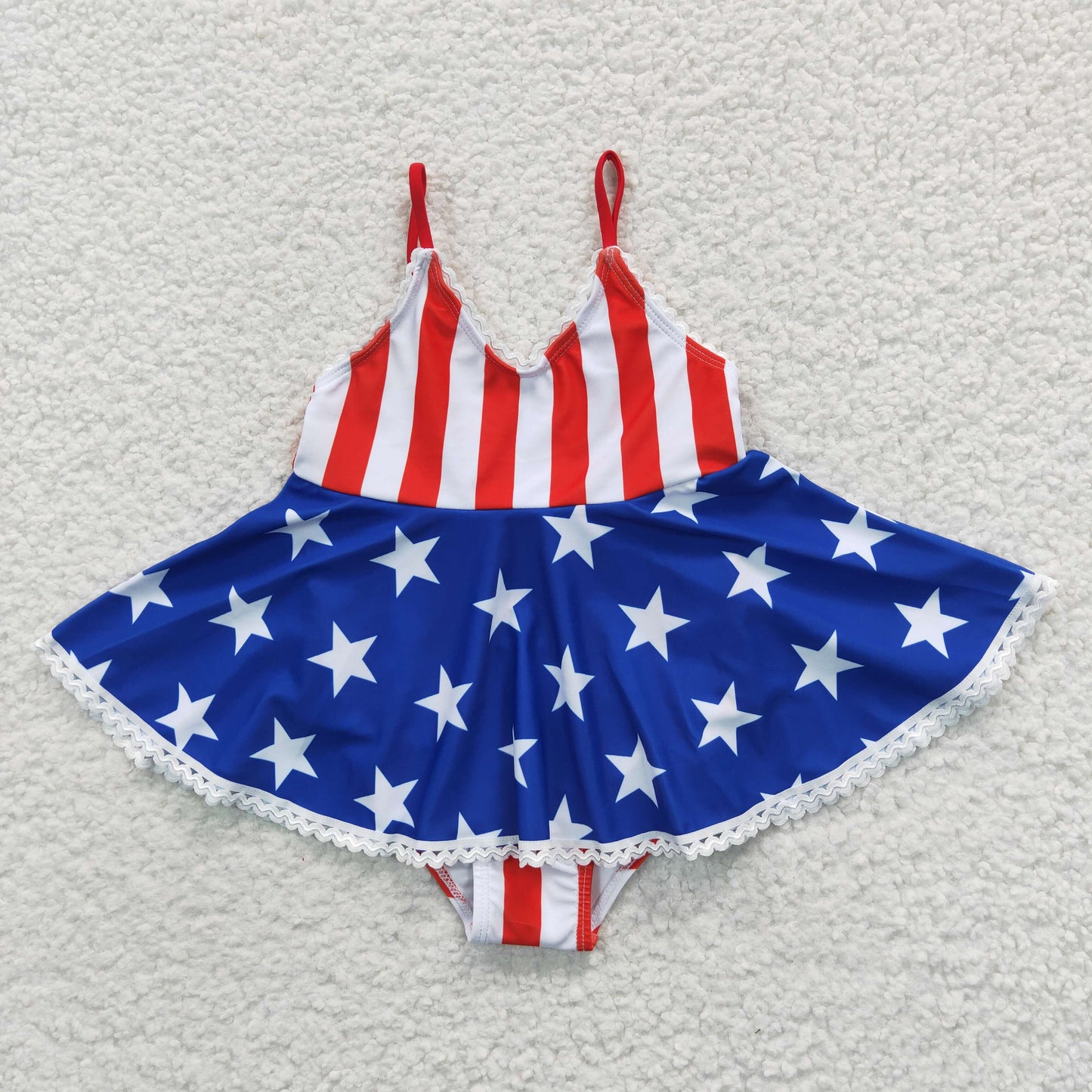 Sister brother Forth of July start print 2pcs swimming suit