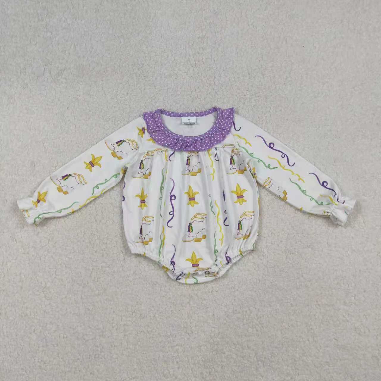 Infant baby girls long sleeve Mardi Gras dress
