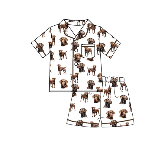 Adult man brown dog print pajama set