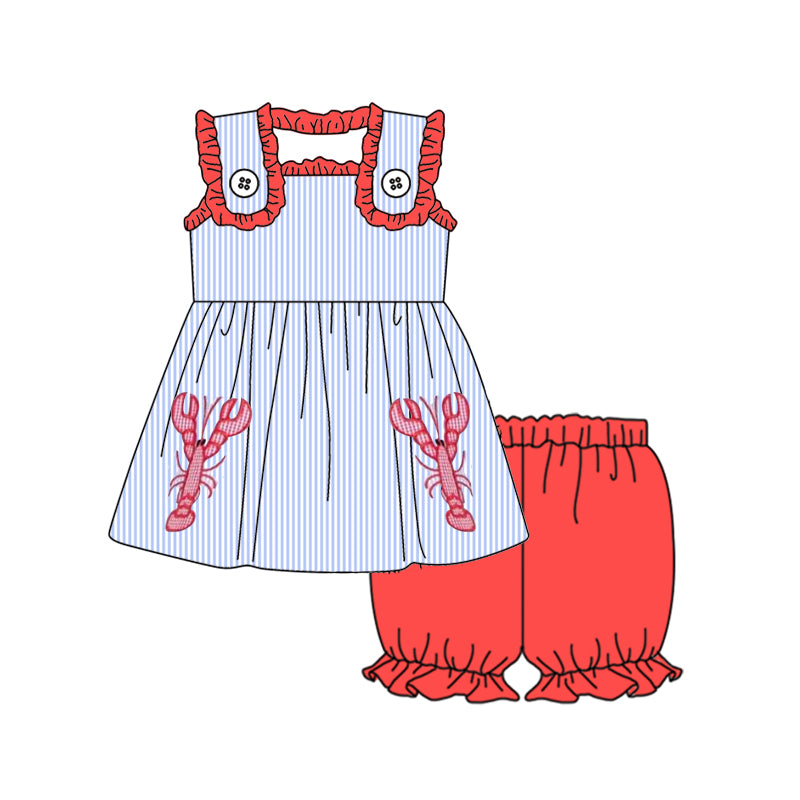 blue stripes crawfish summer beach outfit