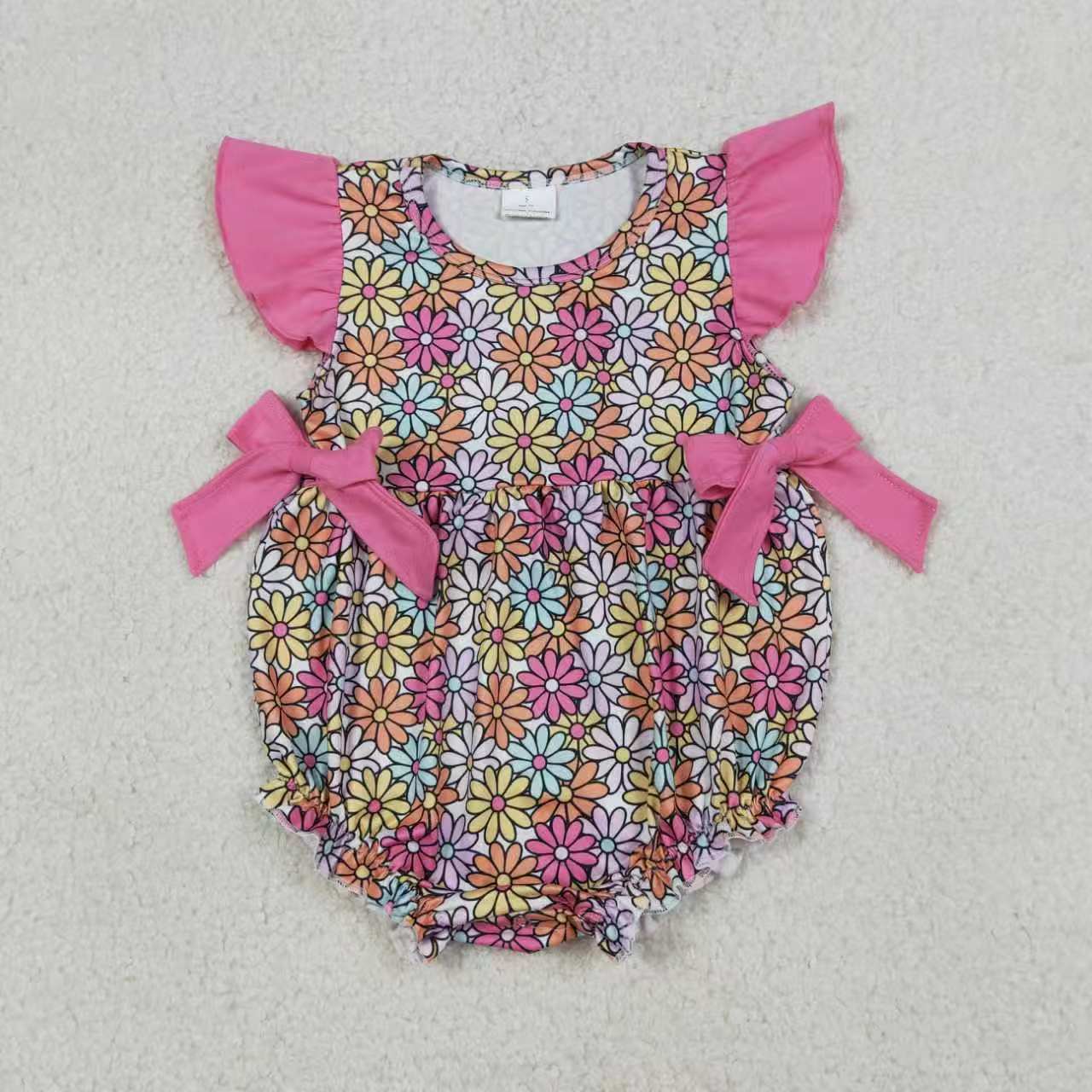 Colorful flowers top matching shorts girls summer outfit