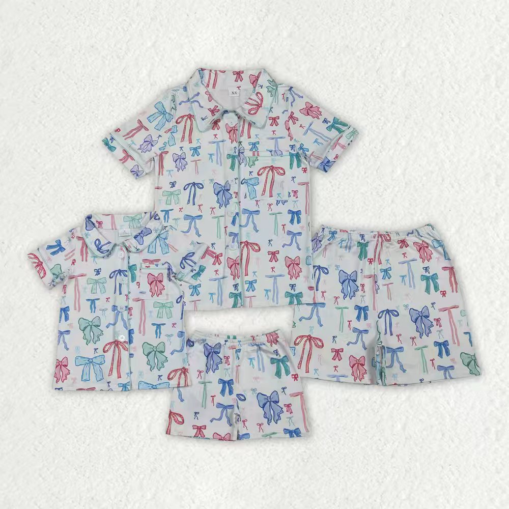 Adult women colorful bow summer pajama set