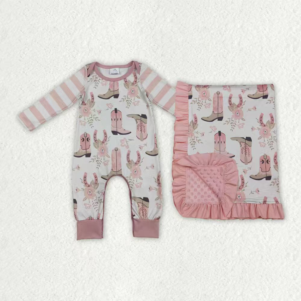 Western boots design toddle baby romper
