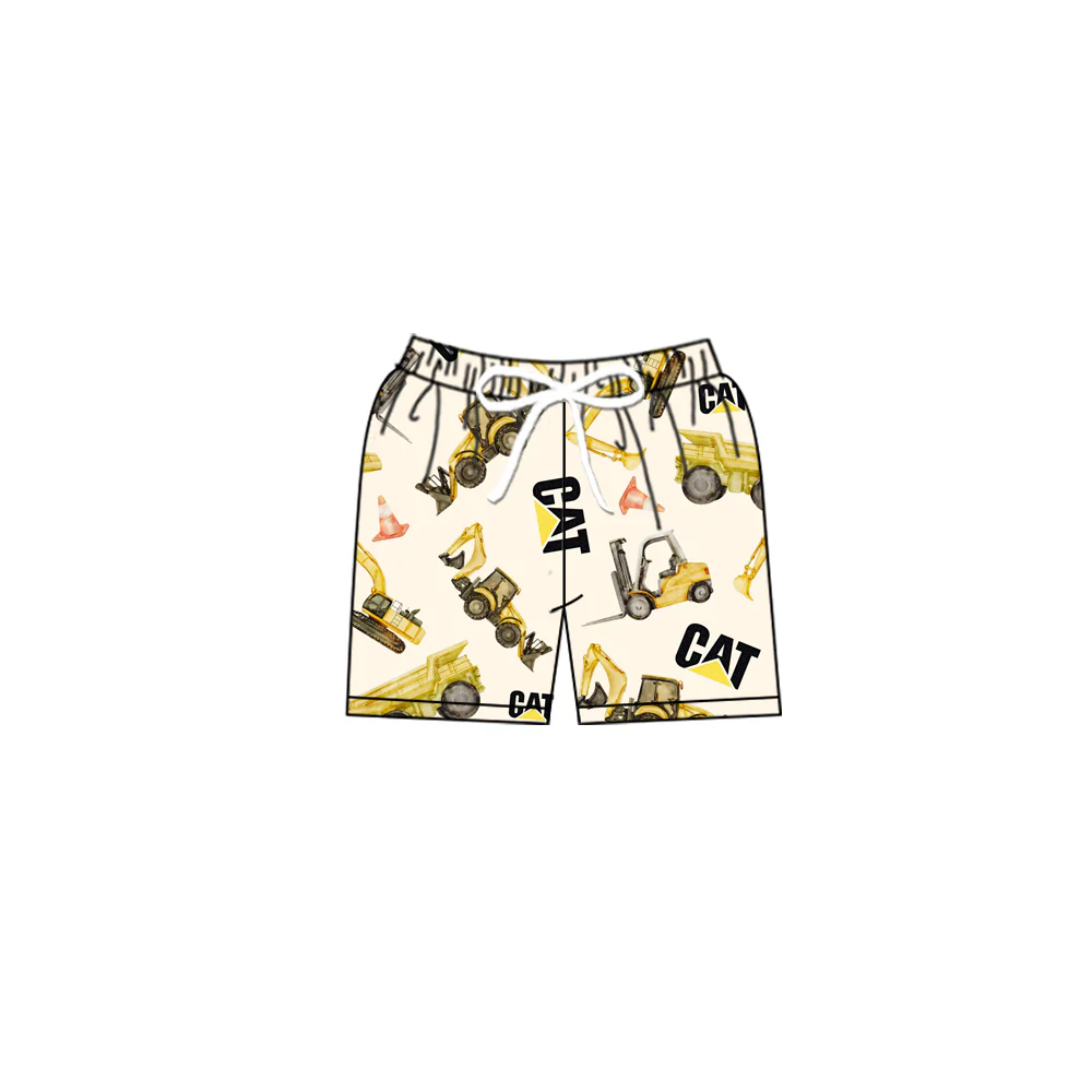 baby boy construction print summer swim trunks
