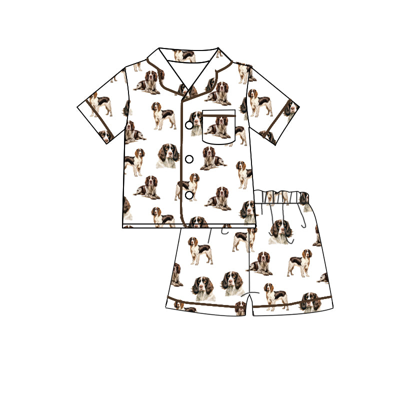 Adult man dog print short sleeve pajama set
