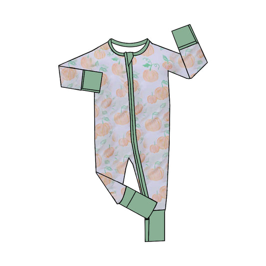 baby  long sleeve fall season pumpkin zip romper