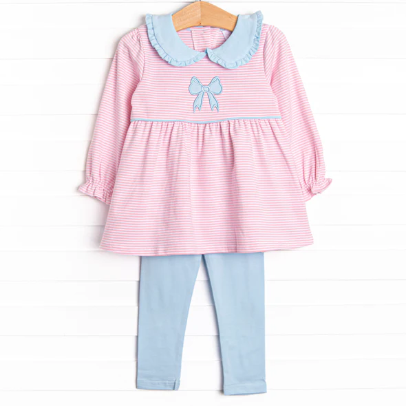 Toddle kids girl blue bow design outfit