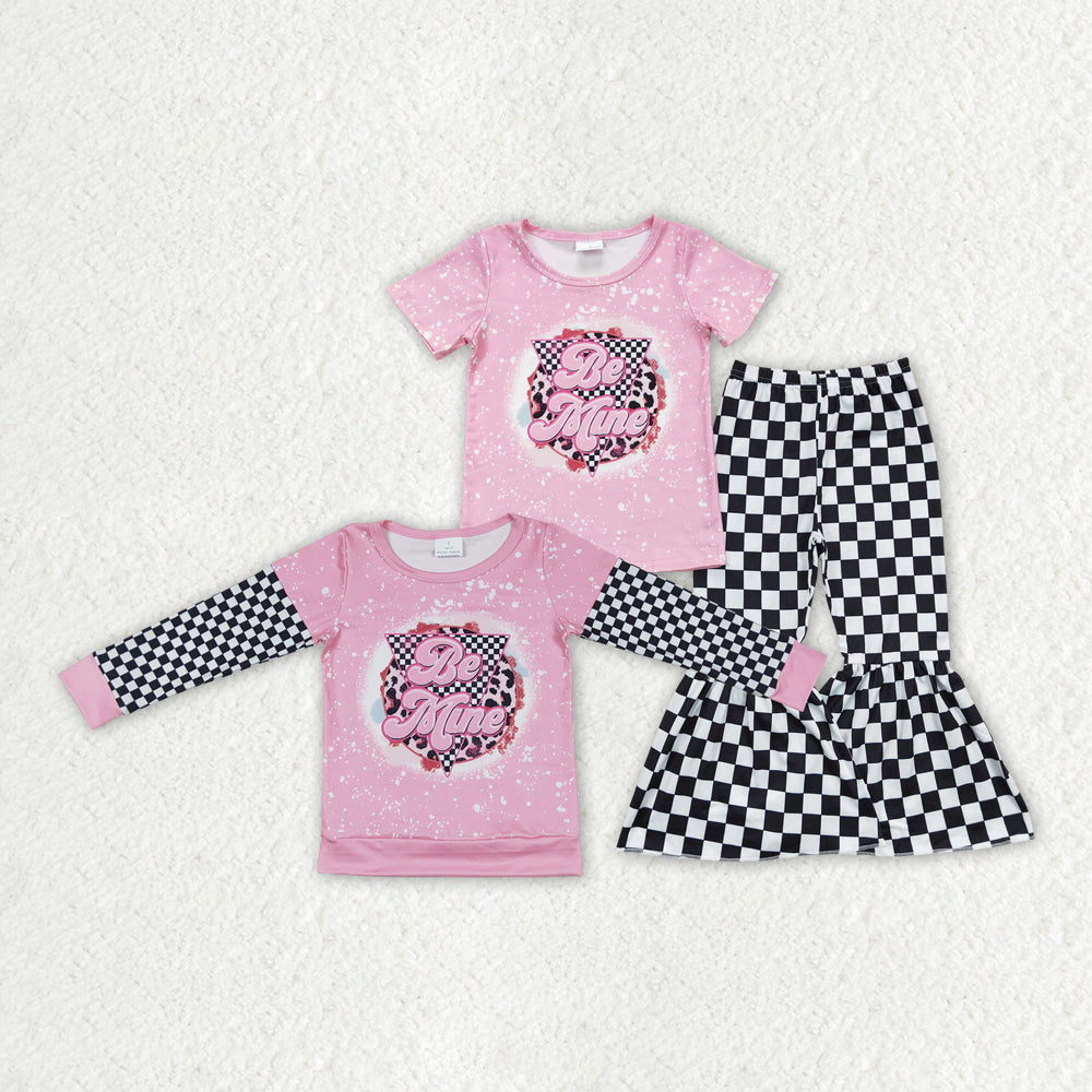 Be mine black checkered baby girls matching clothing set