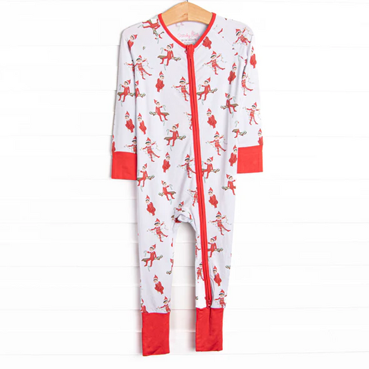 Christmas design kids long sleeve zip romper