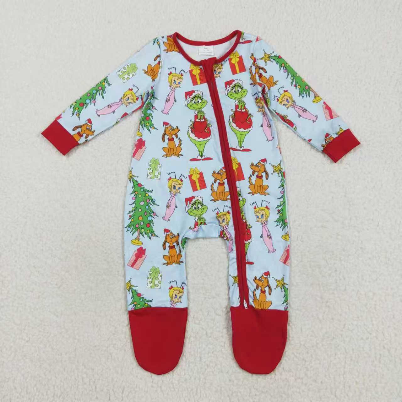 Christmas green face boy long sleeve matching outfit