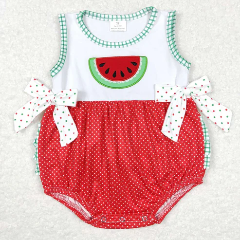 sister brother embroidery watermelon fruit outfit