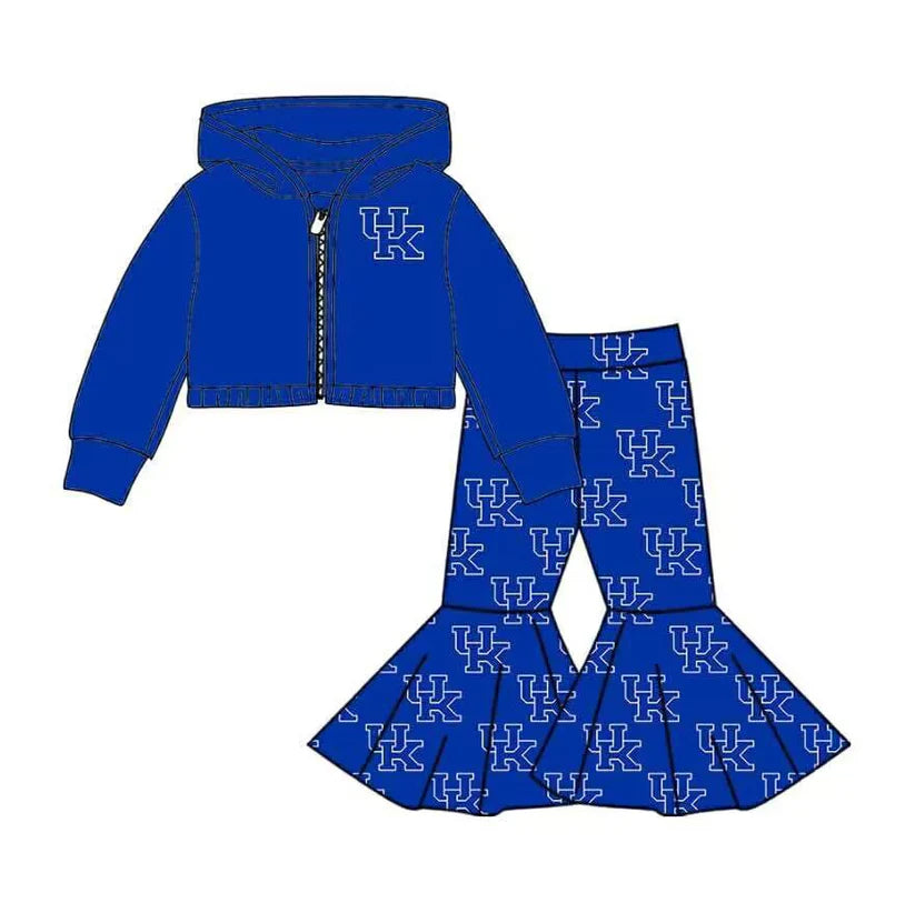 Girls long sleeve zip top matching pants outfit