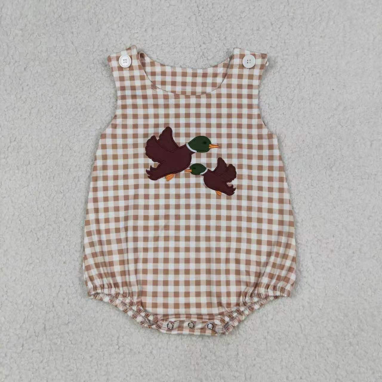 Embroidery Mallard duck top matching shorts boy summer outfit
