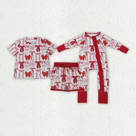 Kids girls red pink bow summer outfit