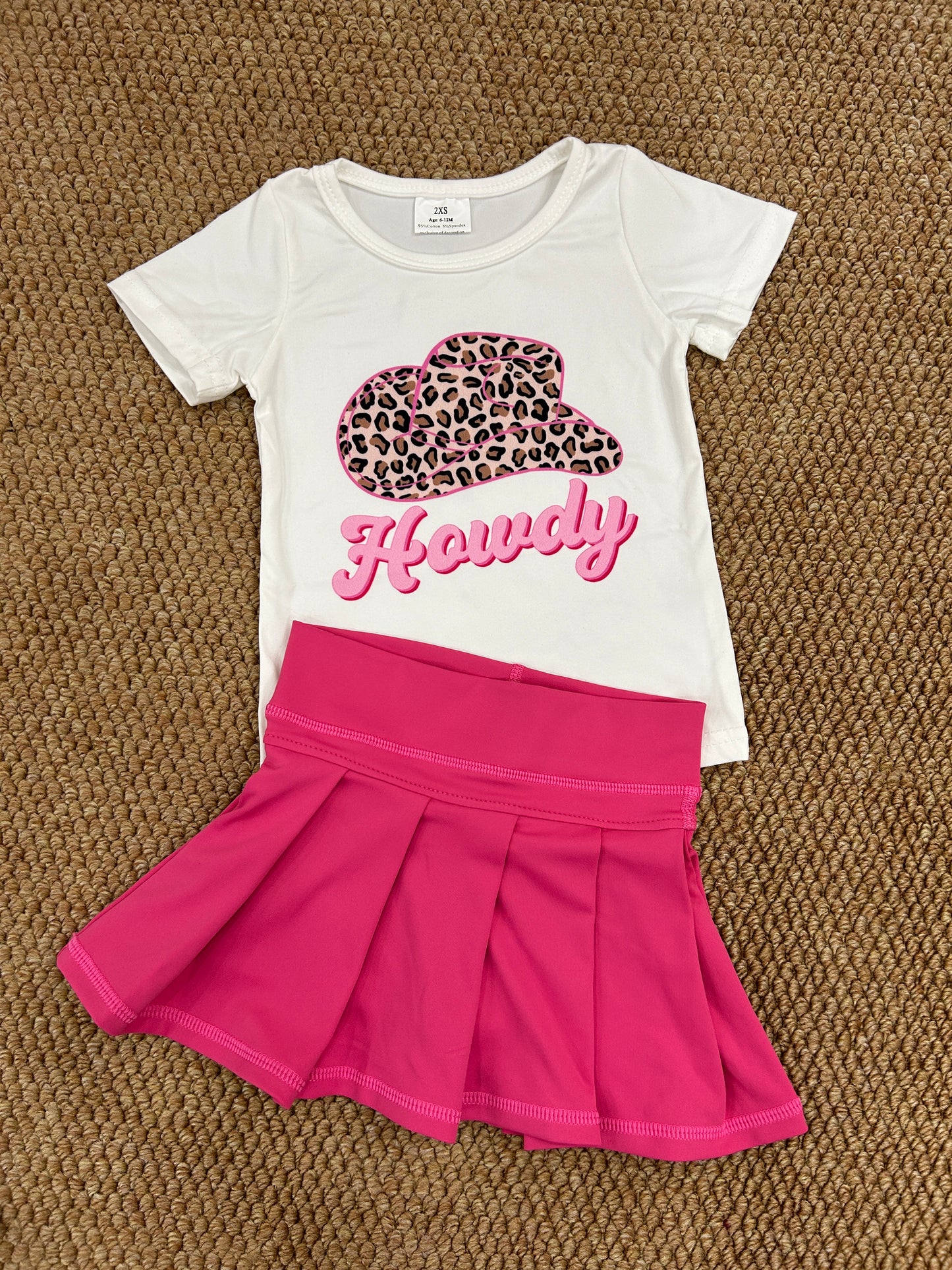 Girls short sleeve shirt pink yoga skort summer outfit