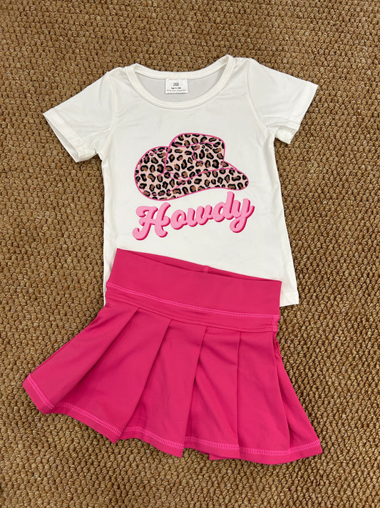 Girls short sleeve shirt pink yoga skort summer outfit