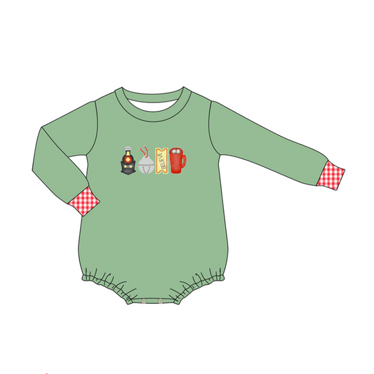 toddle boy christmas believe train design long sleeve winter romper