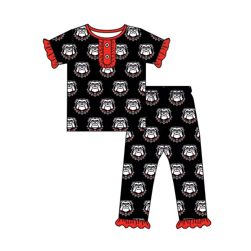 infant baby girls bulldog colleague team bell bottom outfit