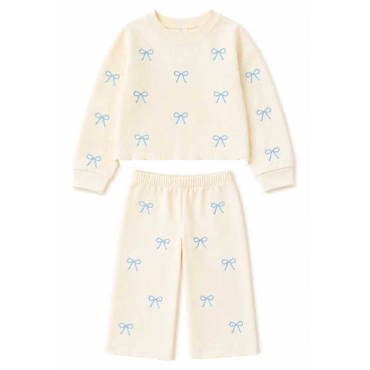 Toddle kids custom bow design girl long sleeve white color clothes wholesale price