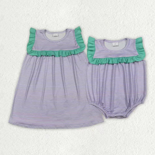 Lavender stripes design toddle girls dress