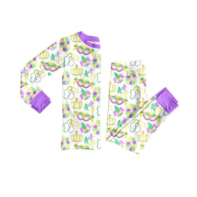 Mardi Gras kids long sleeve pajama set wholesal factory price