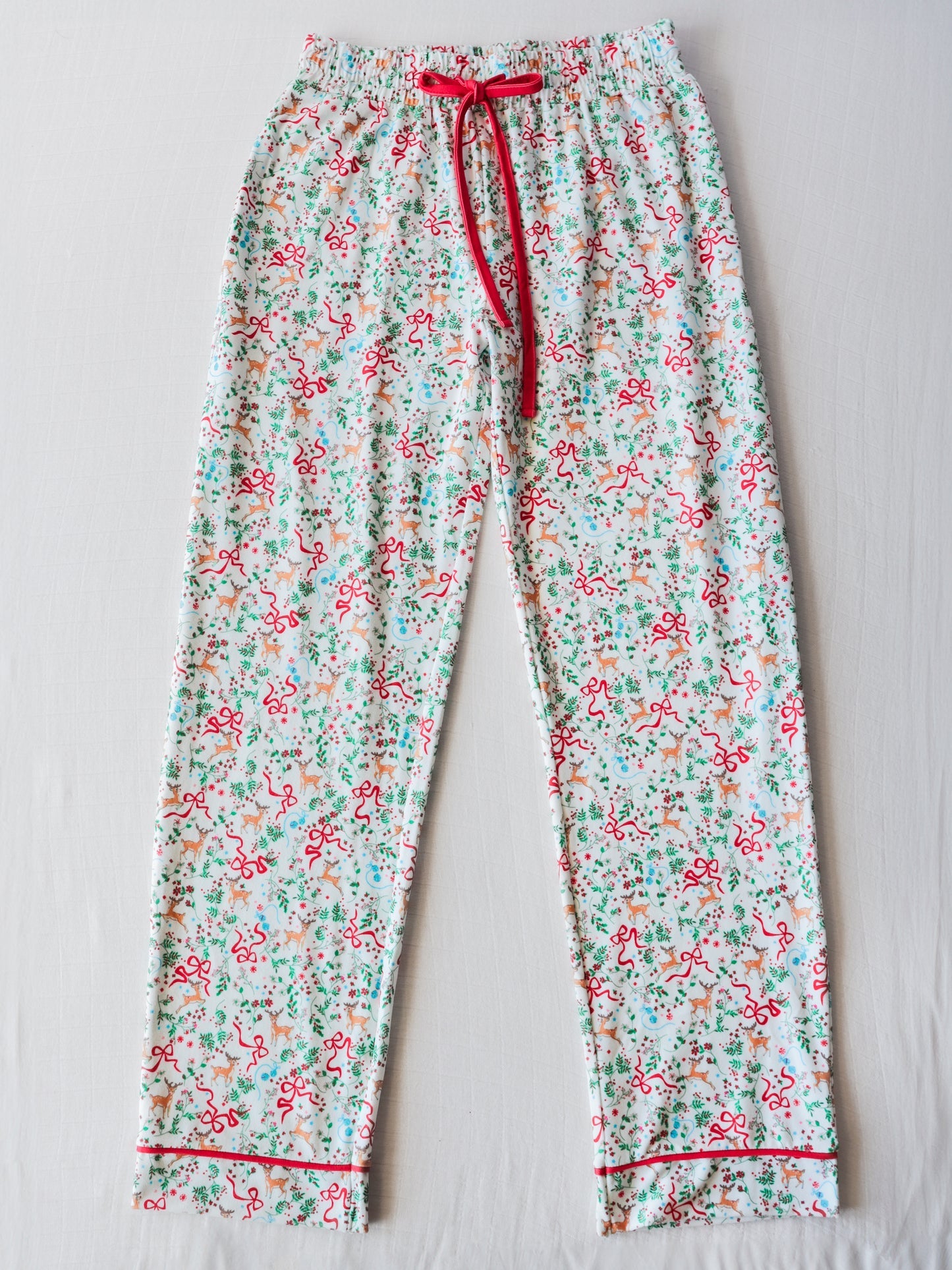 adult man Christmas holly milk silk pants