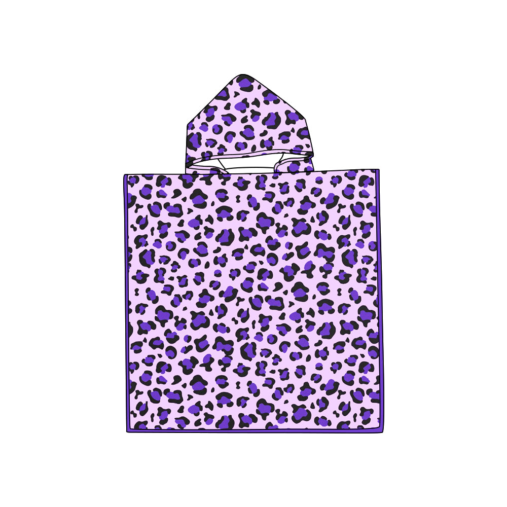 infant baby girls purple cheetah hooded towel