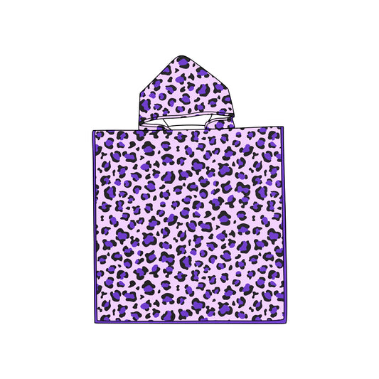 infant baby girls purple cheetah hooded towel
