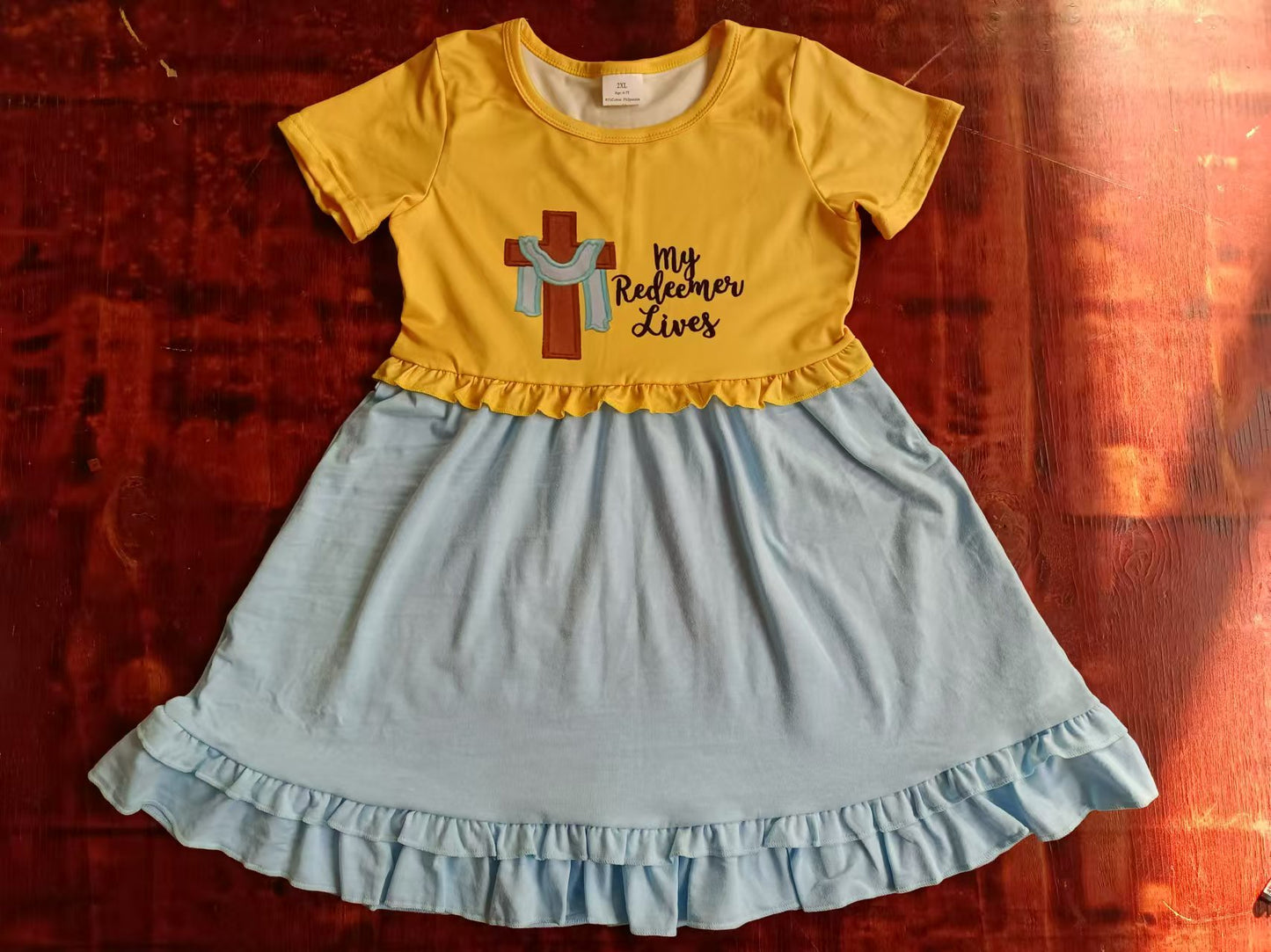 baby girl Easter cross short sleeve dress