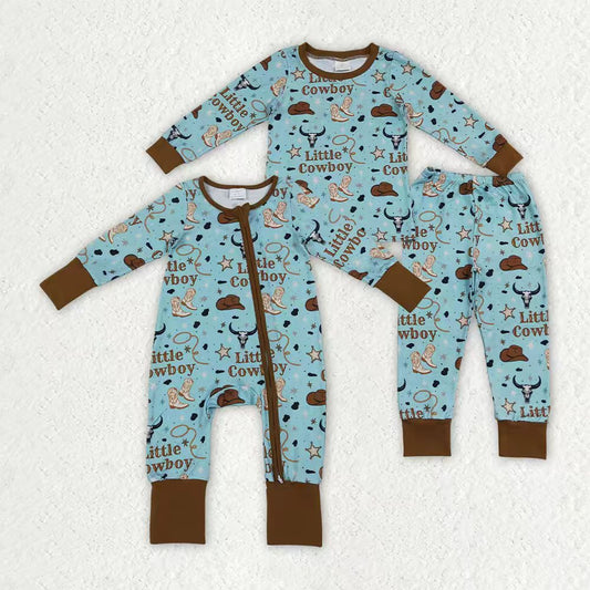 Little cowboy long sleeve top matching pants boy outfit