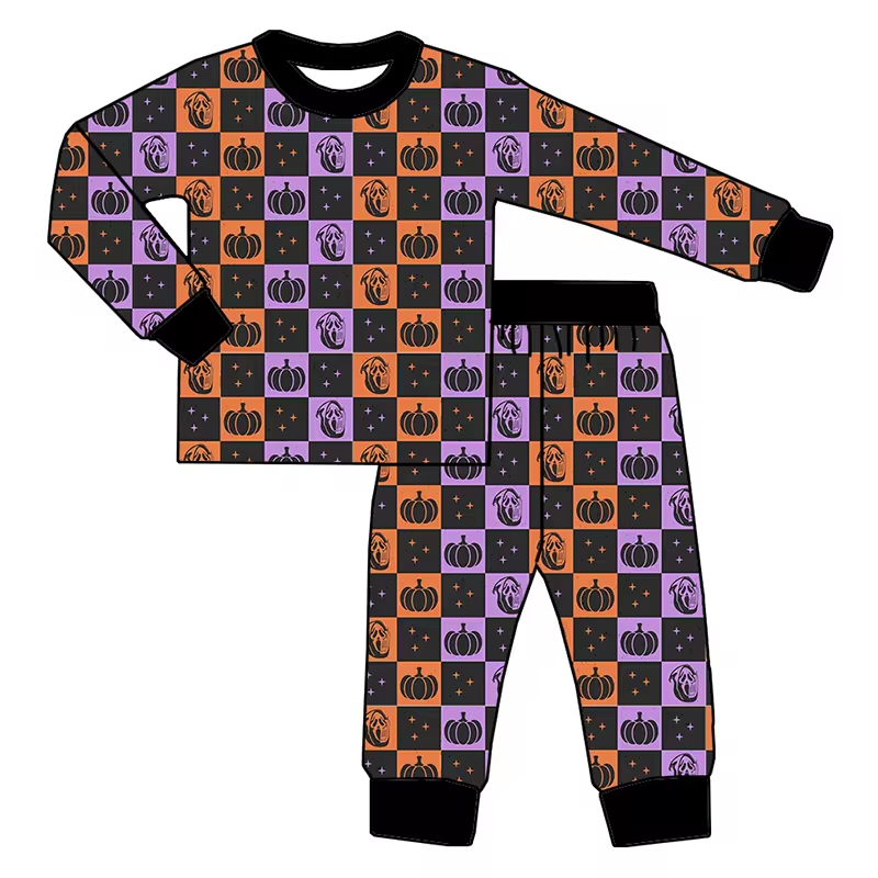 halloween pumpkin skull 2pcs outfit