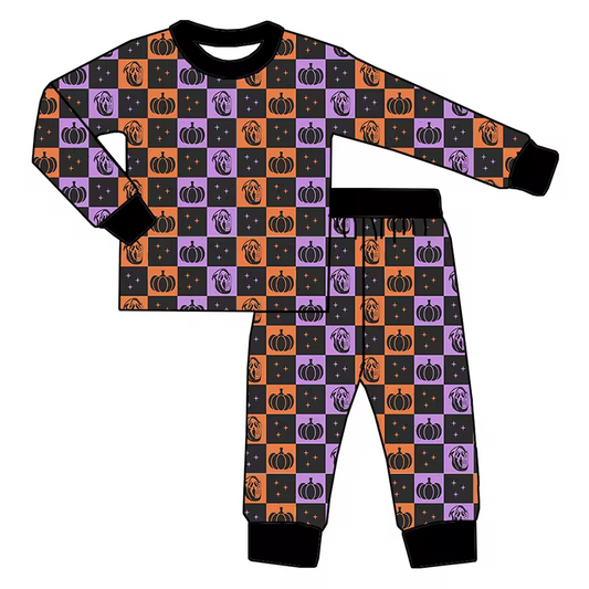 halloween pumpkin skull 2pcs outfit