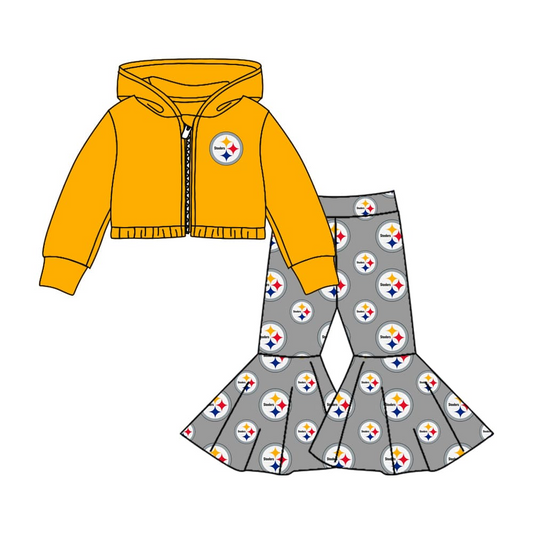 Baby girls team jacket bell pants outfit