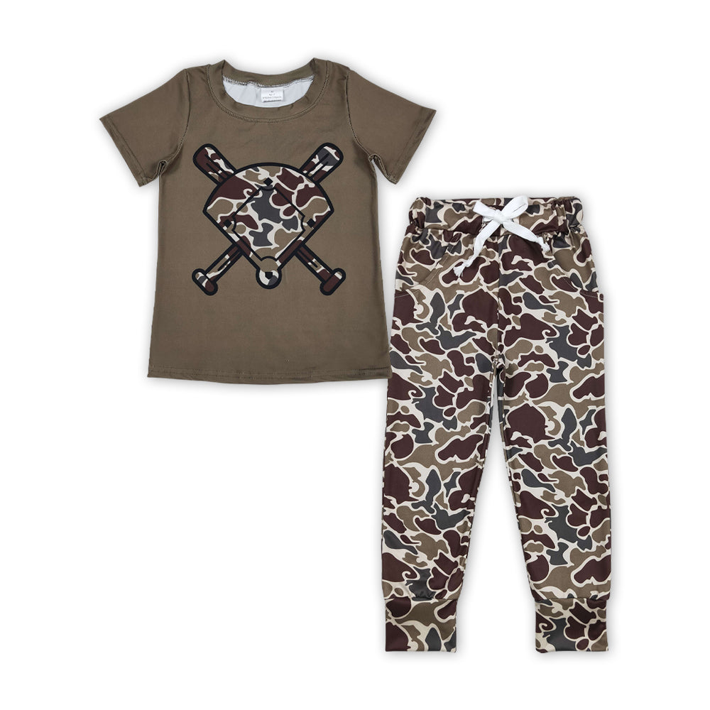 Baseball camo top matching pants kids boy outfit