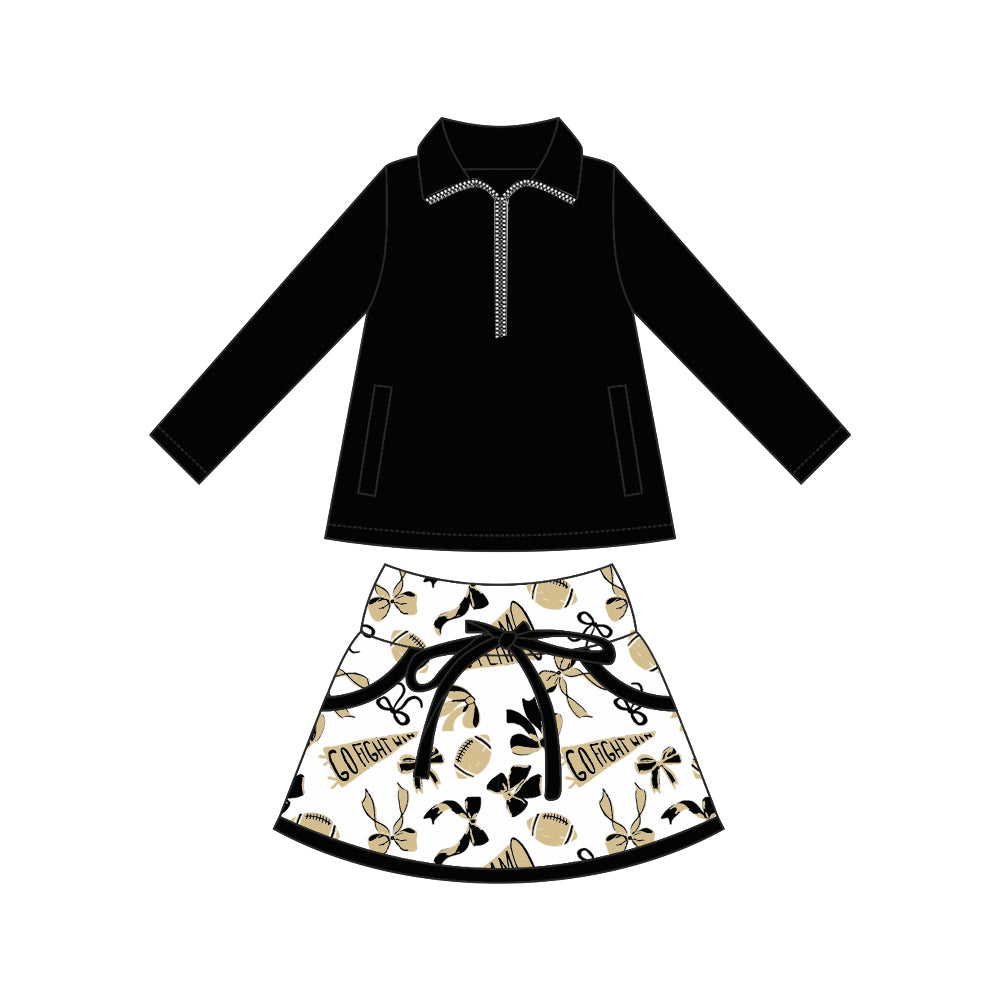 wholesale kids clothes custom black team active wear design skirt matching outfit
