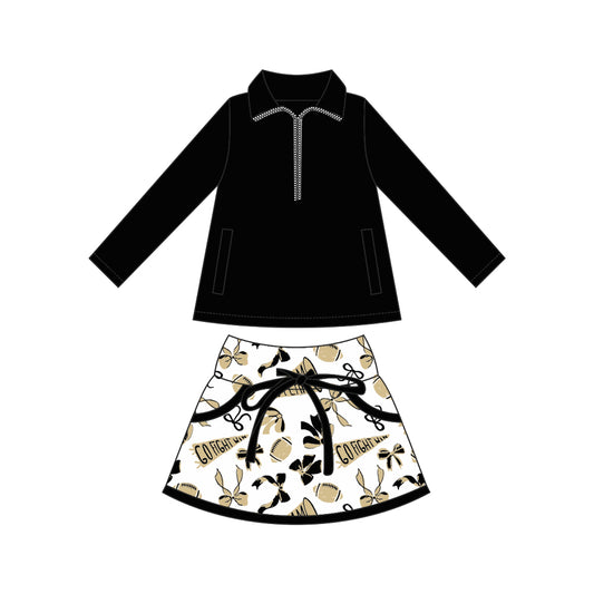 wholesale kids clothes custom black team active wear design skirt matching outfit
