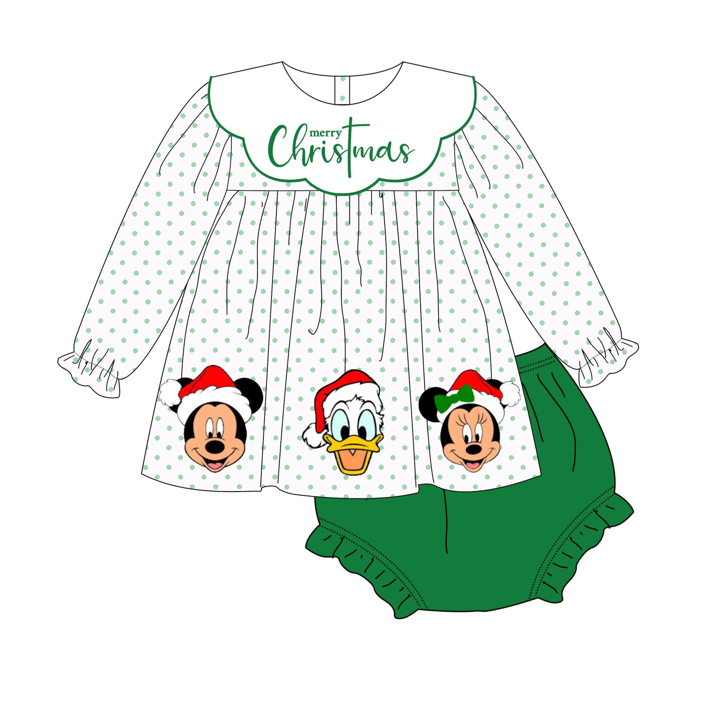 Wholesale Kids Girls Merry Christmas Bummies Set