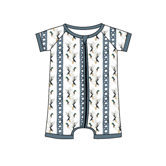 baby short  sleeve mallard duck zip romper