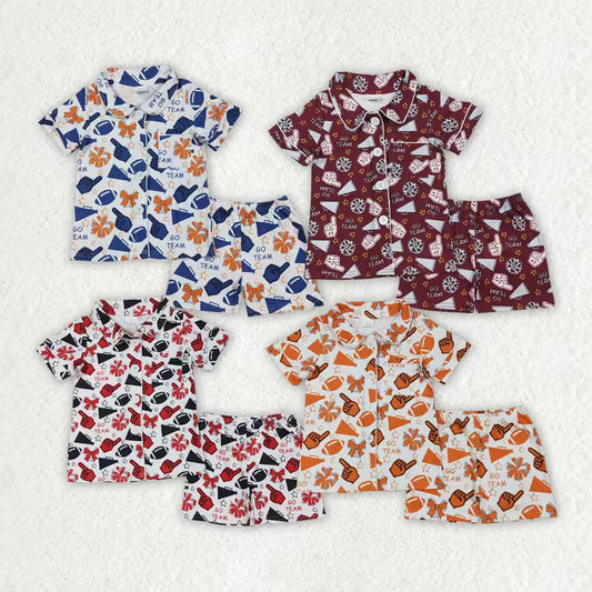 Go team cheer set girls summer pajama set